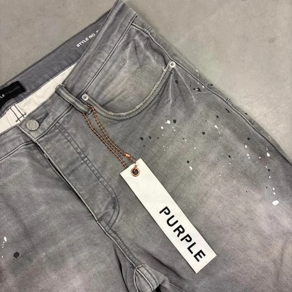purple brand p001 painted skinny designer jeans
